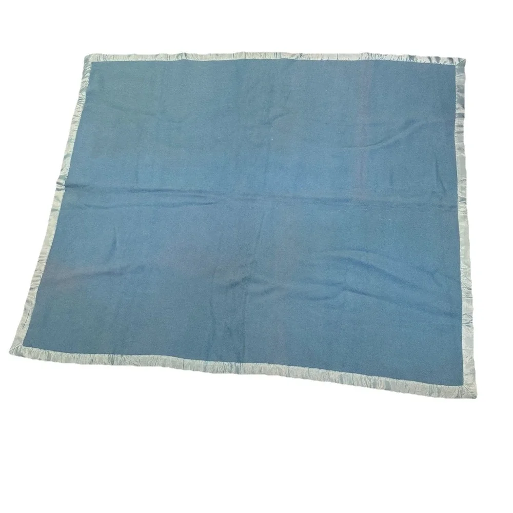 Vintage Arbal Greek  Wool Blanket Satin Trim Reversible Pink‎ Blue MCM Heavy